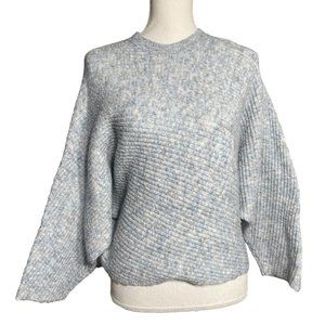 COPY - Marled Ribbed Dolman Sweater S Oversized Slouchy Blue Gray Crew Neck Bat…